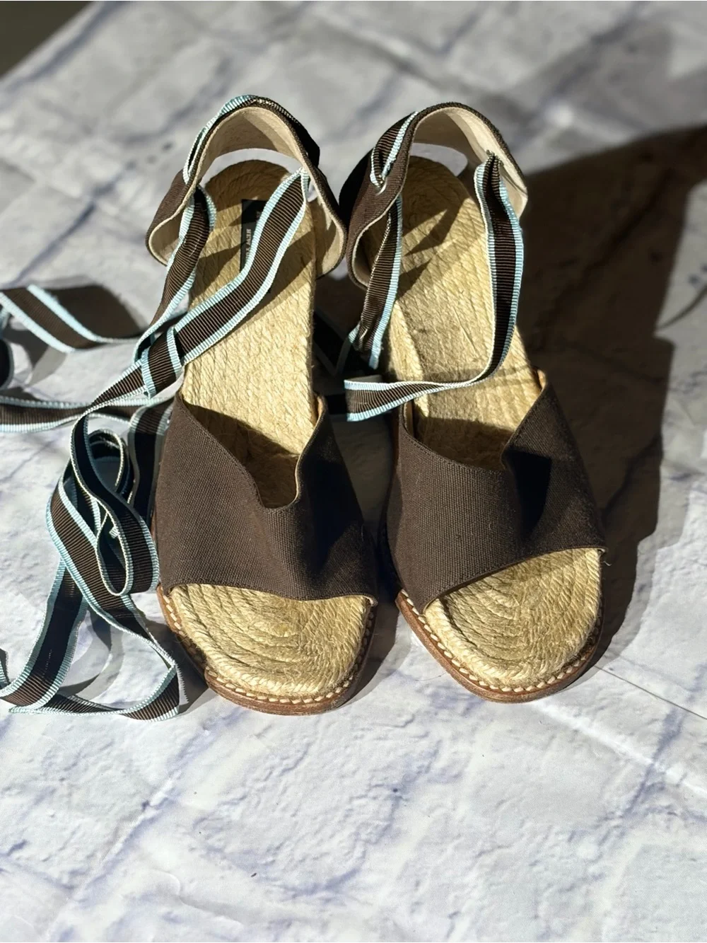 Kate Spade New York Brown Espadrille Wedge Lace-Up Sandals | Size 36 / Size 6